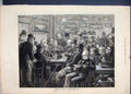 Original Old Antique Print 1873 Weighing Fish London Angler Club Men Dog 19th