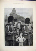 Original Old Antique Print 1883 Queens Birthday Horse Guard Parade Siers Sketch