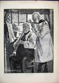 Original Old Antique Print 1884 Village Waits Rehearsing Music Men Victorian