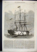 Original Old Antique Print 1863 Double Screw Steam Ship Far East 19th