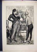 Original Old Antique Print 1880 Two Phases Life Full Bloom Barnard Men Mirror