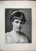 Original Old Antique Print 1888 Portrait Olivia Seifert Beautiful 19th