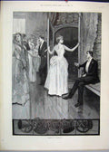 Original Old Antique Print 1882 New Year Dance Women Men Jacomb Hood Victorian