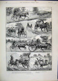 Original Old Antique Print 1893 Horses Racing Carriage Fitzowl Yokel Victorian