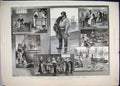 Original Old Antique Print 1890 French Sardine Industry Fisherman Work Victorian
