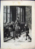 Original Old Antique Print 1886 Christmas Party Poor Children 19th