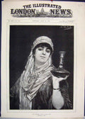 Original Old Antique Print 1889 Bayadere Indian Dancing Girl Portrait Victorian