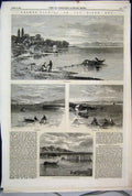 Original Old Antique Print 1862 Salmon Fishing River Tay Stake Net Victorian