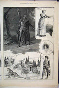 Original Old Antique Print 1886 Faust Lyceum Theatre Conway Ellen Terry Sketch