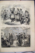 Original Old Antique Print 1873 Pedlars Laundress Fashionable Conditorel Sketch