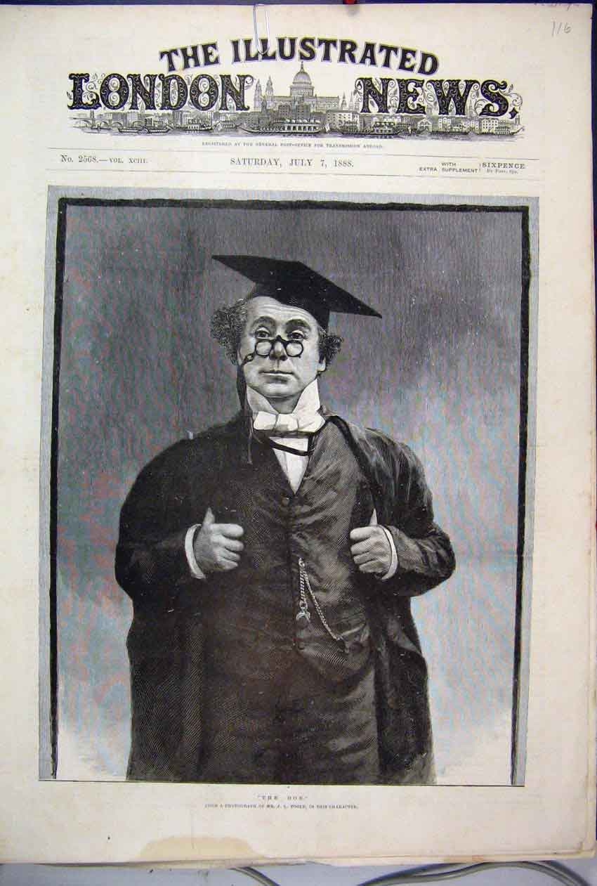 Original Old Antique Print 1888 Don Toole Character Portrait Fine Art Victorian