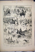 Original Old Antique Print 1882 Empress Austria Sir Watkin Wynn Hounds Victorian