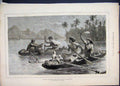 Original Old Antique Print 1880 Boat Race Market Tahiti Society Islands Dog 19th