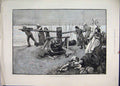 Original Old Antique Print 1885 Storm Winding Boats Family Dog Fine Art 19th