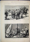 Original Old Antique Print 1882 War Egypt Prisoner Battle Field Telegraph Tent
