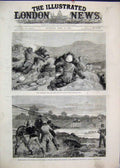 Original Old Antique Print 1881 Transvaal War Boers Majuba Hill Ingagani River