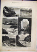Original Old Antique Print 1883 Canadian Pacific Railway Winnipeg River Portage