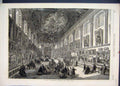 Original Old Antique Print 1865 Greenwich Painted Hall Portraits 19th