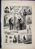 Original Old Antique Print 1883 Silver King Scenes Princess Theatre Sketches
