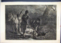 Old Antique Print 1872 Hunting Season Horse Dog Lantern Digging Fine Art 19th