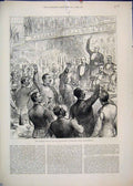 Original Old Antique Print 1882 Banquet Life Guards Humphrey Hall Knightsbridge