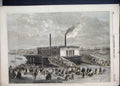 Original Old Antique Print 1856 Grand Naval Review Floating Bridge Portsmouth