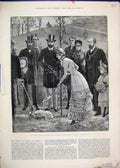 Original Old Antique Print 1882 Royal Visit Leicester Princess Wales Oak Tree
