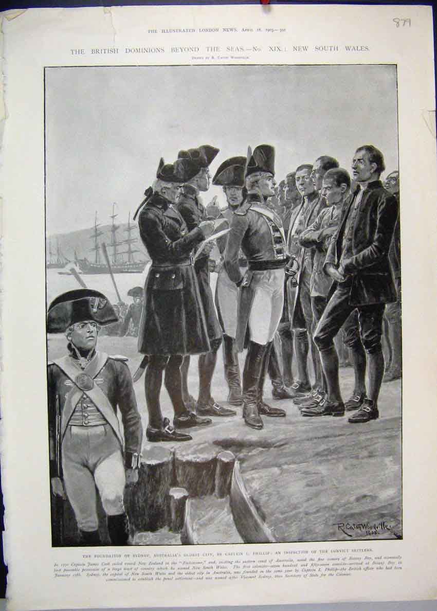 Original Old Antique Print 1903 British Dominions New South Wales Australia 20th
