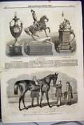 Original Old Antique Print 1860 Ascot Cup Rupee Hunt Queen GVase 19th