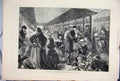 Original Old Antique Print 1882 Clothes Exchange Phil Building Houndsditch 19th