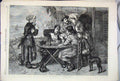 Original Old Antique Print 1866 Lucky Number Men Woman Dog Child Table Sea View