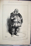Original Old Antique Print 1875 Phelps John Falstaff Merry Wives Windsor Theatre
