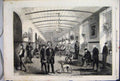 Original Old Antique Print 1860 Royal Hospital Bethlehem Gallery Men Dog Prin