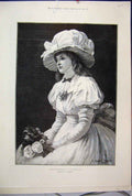 Original Old Antique Print 1888 Portrait Girl Grandmamma Beautiful Victorian
