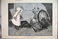 Original Old Antique Print 1888 Christmas Little Girl Turkey Farm 19th