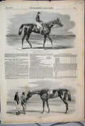 Original Old Antique Print 1851 Teddington Derby Horse Iris Oaks Winners 19th