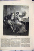Original Old Antique Print 1872 Woman Man Pianoforte Singing Fine Art Victorian