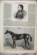 Original Old Antique Print 1864 General Peel Newmarket Horse Alaric Alex Watts