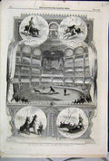 Original Old Antique Print 1858 Educated Mules Alhambra Palace Animals Victorian