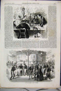 Original Old Antique Print 1856 Dining Salle Montesquieu Paris Kitchen Victorian