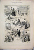 Original Old Antique Print 1876 Cheese Butter Making Prize Dairy Show Aylesbury