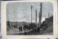 Original Old Antique Print 1873 France Grape Gathering Horse Art 19th