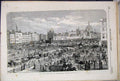 Original Old Antique Print 1855 Smithfield Market Pigs Sheep Cattle Farmer 19th