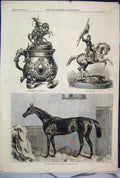 Original Old Antique Print 1865 Ascot Race Horse Ely Winner Cup Queens Victorian