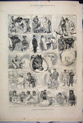 Old Antique Print 1882 Birmingham Fat Cattle Show Farmer Pig Sheep Sketch 19th