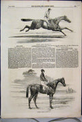 Original Old Antique Print 1856 Epsom Races Ellington Derby Mincepie Oaks Horse