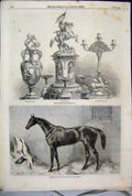 Original Old Antique Print 1862 Ascot Horse Asteroid Cup Royal Hunt Queens Vase