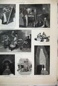 Original Old Antique Print 1889 Champagne Remis Disgorger Remueur Chantier 19th