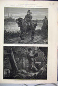 Original Old Antique Print 1881 George Stephenson Railways Wedding Day Mine 19th