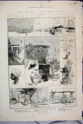 Old Antique Print 1882 Nile Cairo Beni-Souef Sakkarah Donmey Boy Sketches 19th